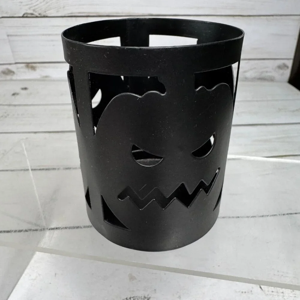 Halloween Jack-O-Lantern Black Metal‎ Candle Holder Pumpkin Cutout 4